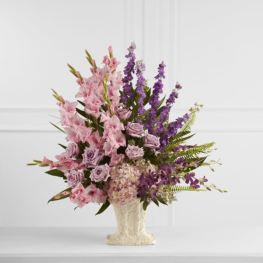 Flowing Garden Arrangement – Forget Me Not Flowers, Whitney TX