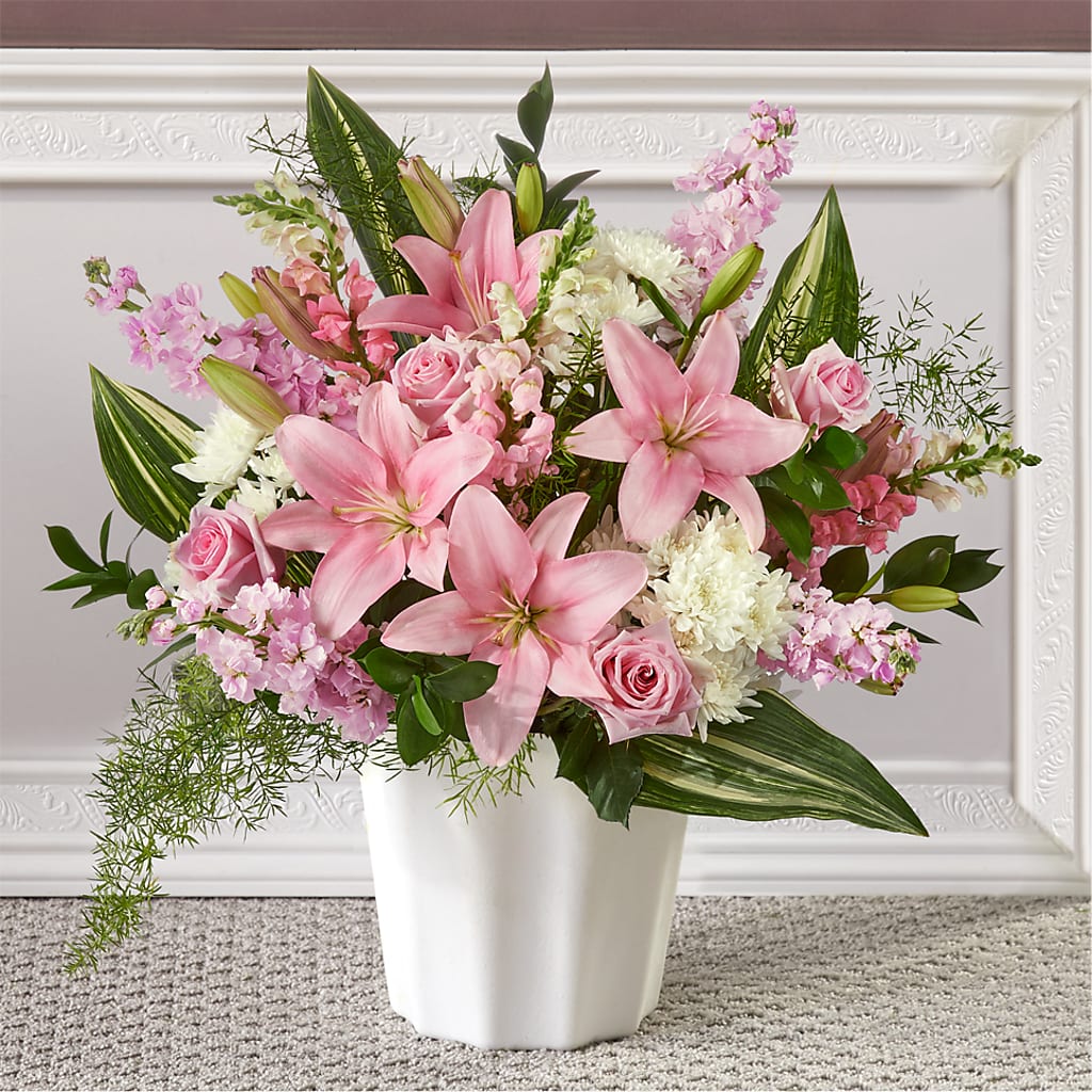 Simply Serene Floor Basket – Forget Me Not Flowers, Whitney TX