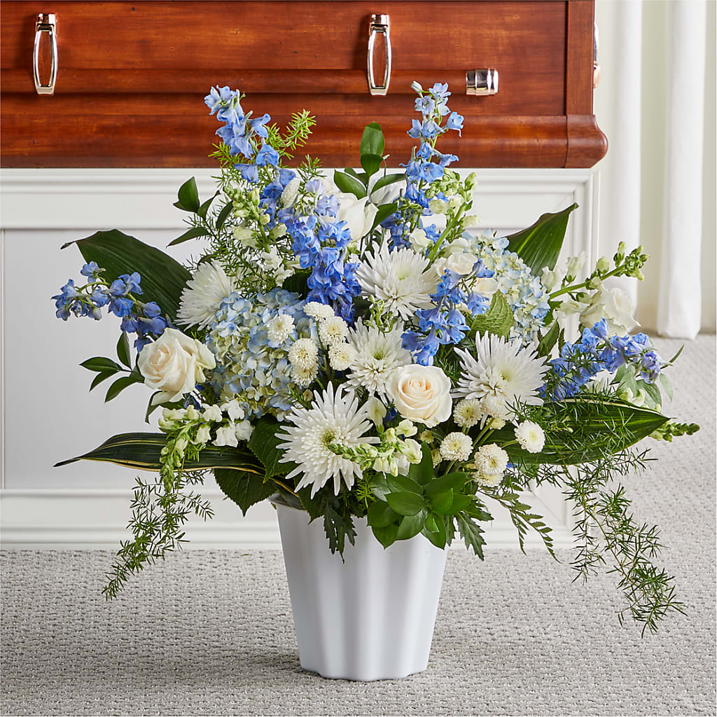 Everlasting Memories Floor Basket – Forget Me Not Flowers, Whitney TX