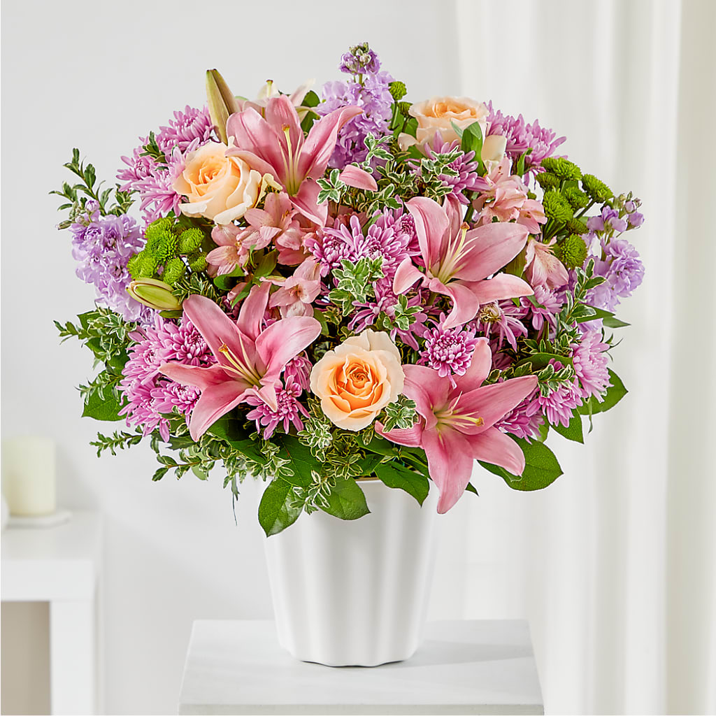Supportive Embrace Tabletop Basket – Forget Me Not Flowers, Whitney TX
