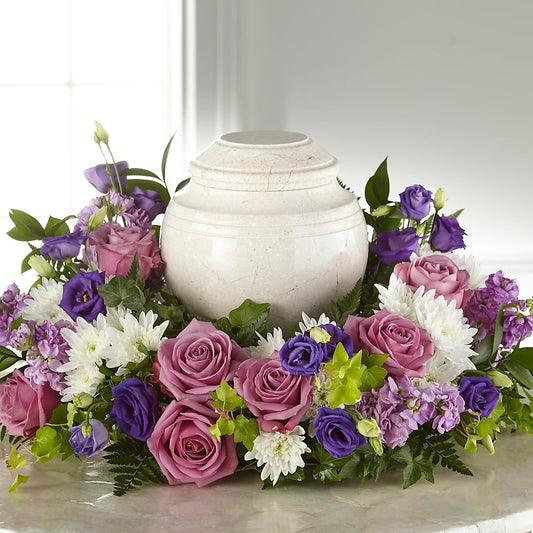 Blooming Sympathy Cremation Adornment –  Forget Me Not Flowers, Whitney TX