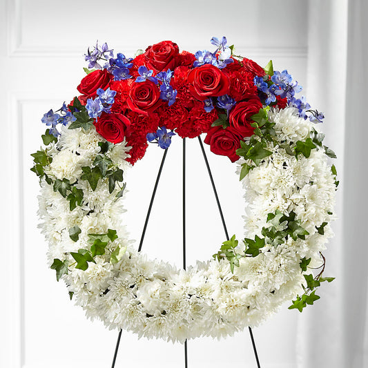 Patriotic Passion Wreath –  Forget Me Not Flowers, Whitney TX