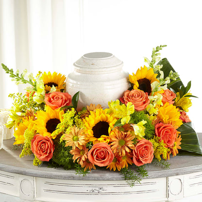Faithful Sunflower Cremation Adornment –  Forget Me Not Flowers, Whitney TX